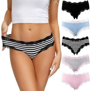 NWT ~ 5 Pack Women’s Underwear Soft Breathable Cotton Brief Ladies Panties ~ MED